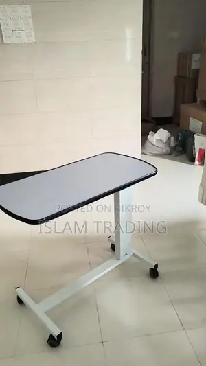 Adjustable Hospital Overbed Table Trolley