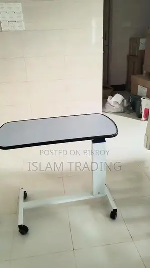 Adjustable Hospital Overbed Table Trolley