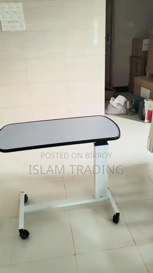 Adjustable Hospital Overbed Table Trolley
