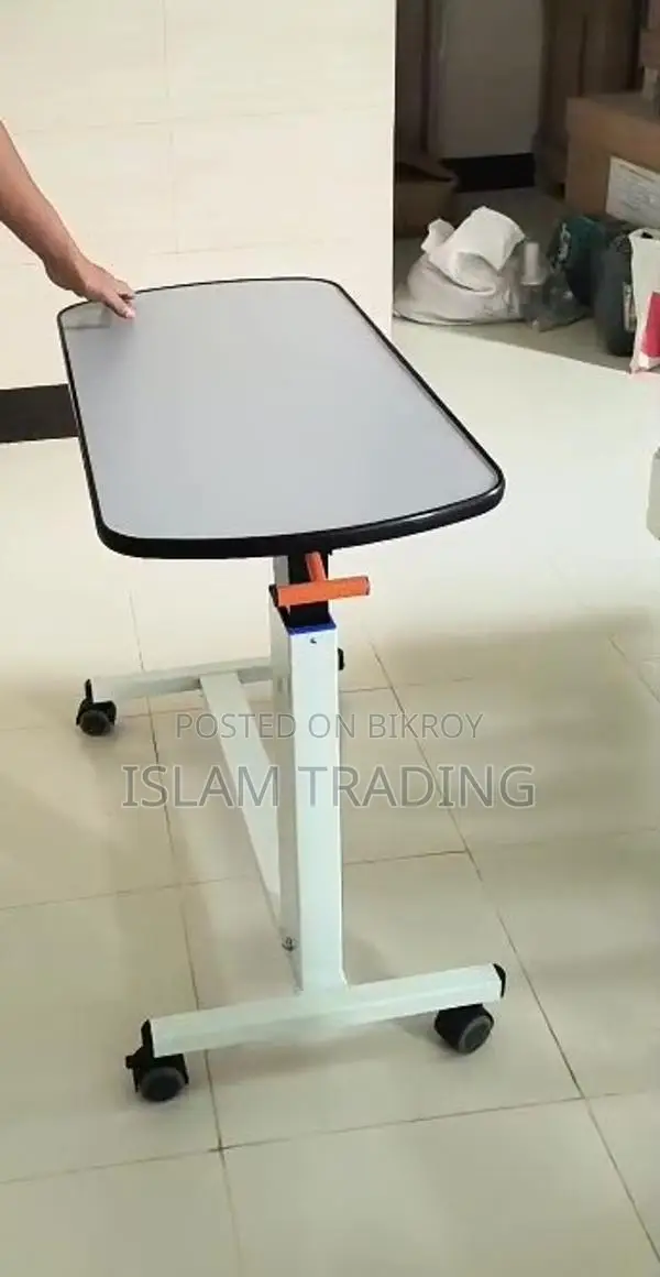 Adjustable Hospital Overbed Table Trolley