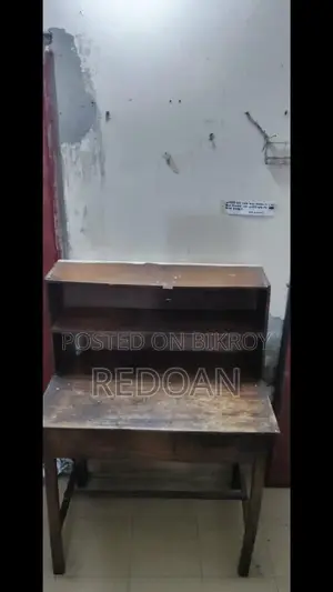Old Teak Wood Study/Reading Table (with Shelf + Drawer)