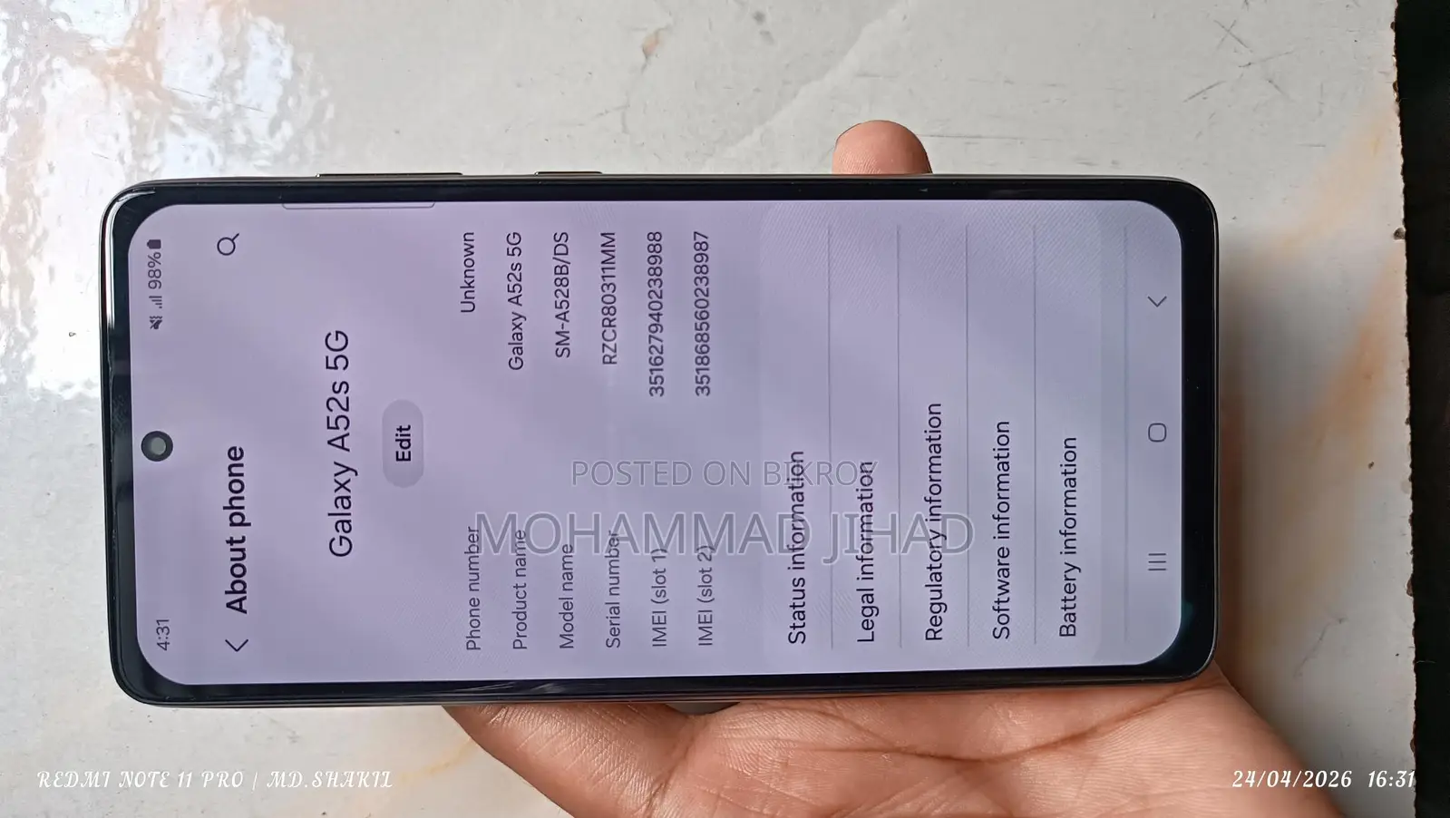 Samsung Galaxy A52S 2025 (Used)