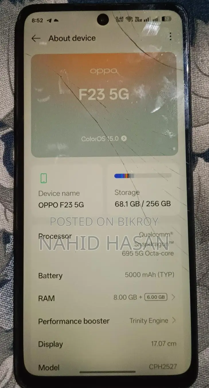 OPPO F23 5g 8+6/256 (Used)