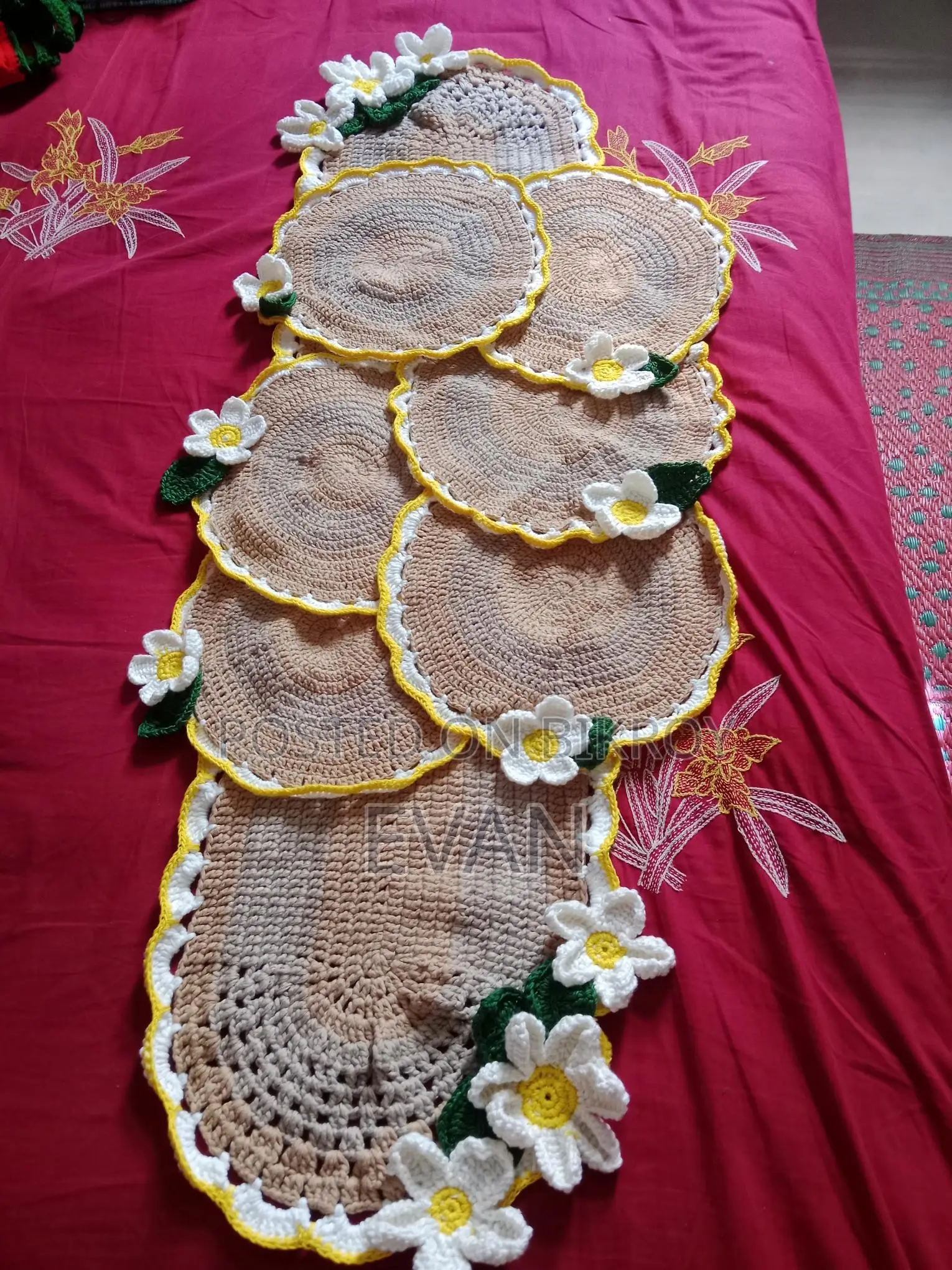 Two Sets of Crochet Table Mats