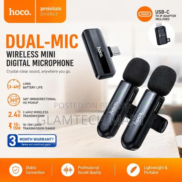HOCO L20A Dual-Mic Wireless Mini Microphone