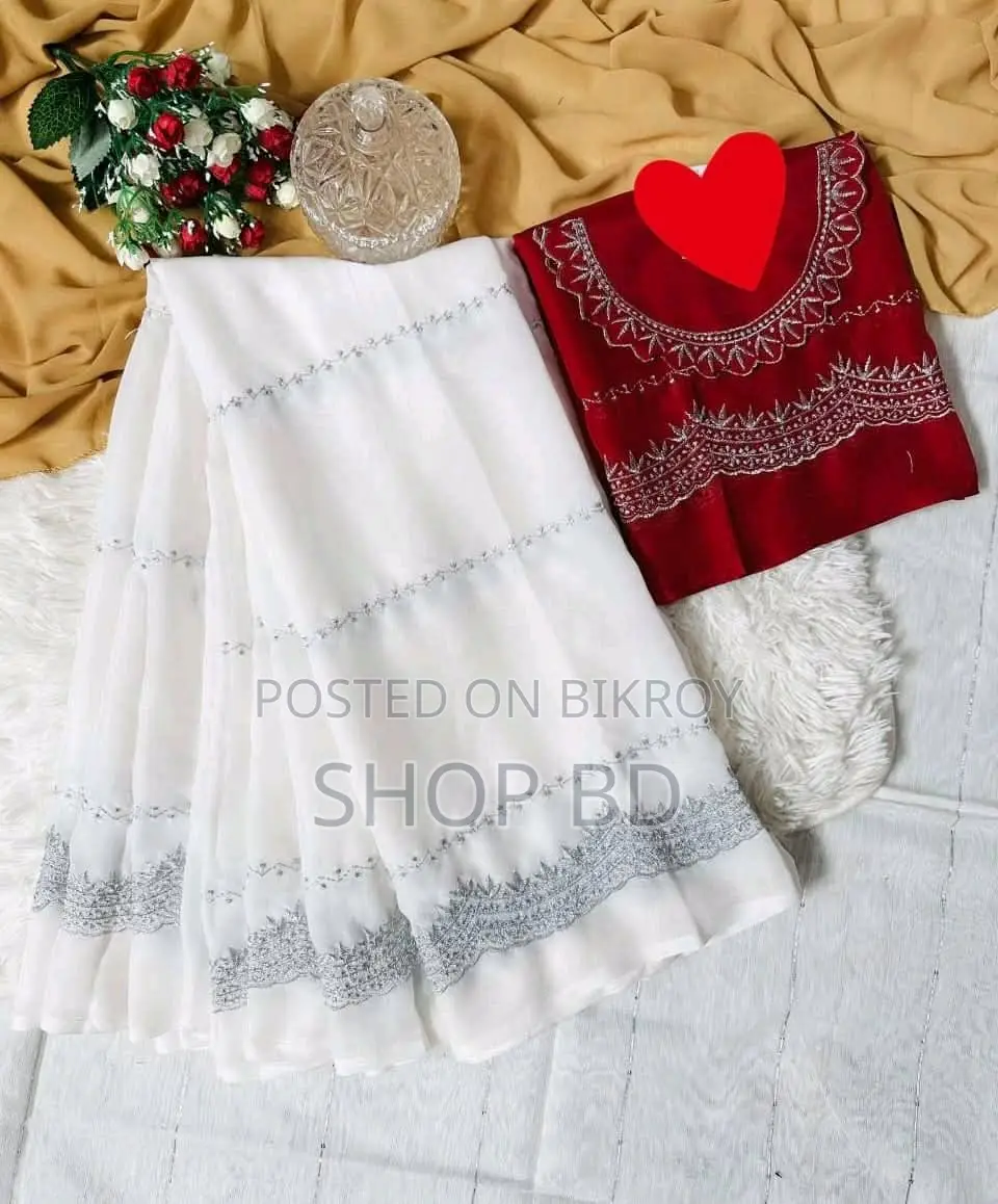 Georgette Embroidery Sharee with Blouse Piece