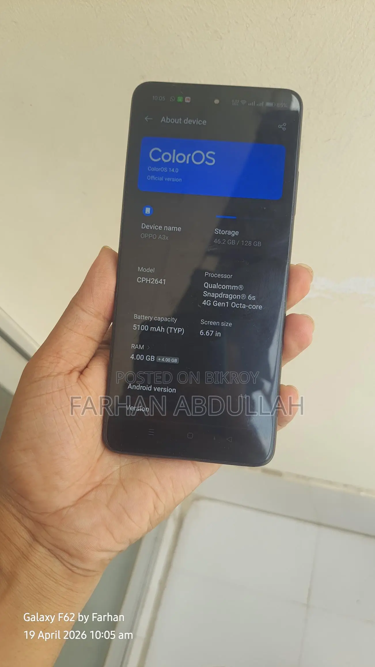 OPPO A3x 4+4/128 (Used)