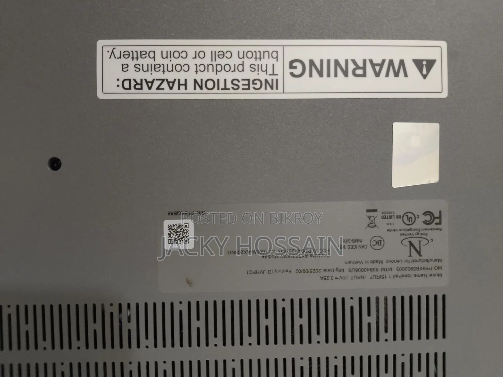 Lenovo Model Name: Idea Pad 1 151IRU7