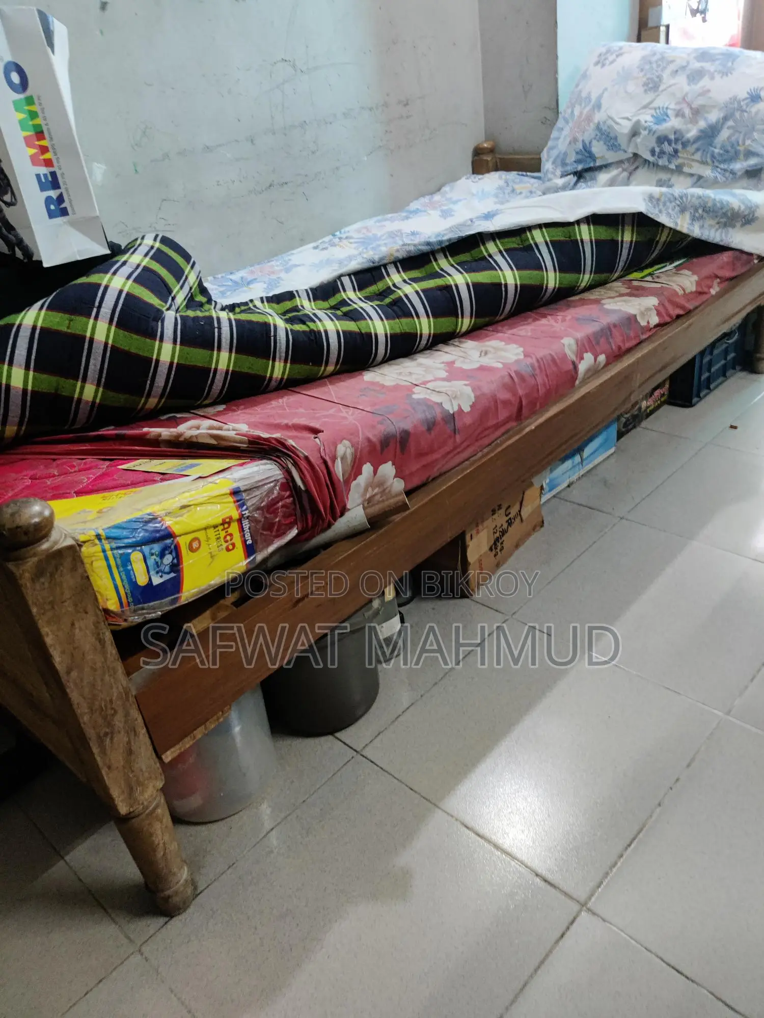 Teak Wood Bed with Mattress for Sale