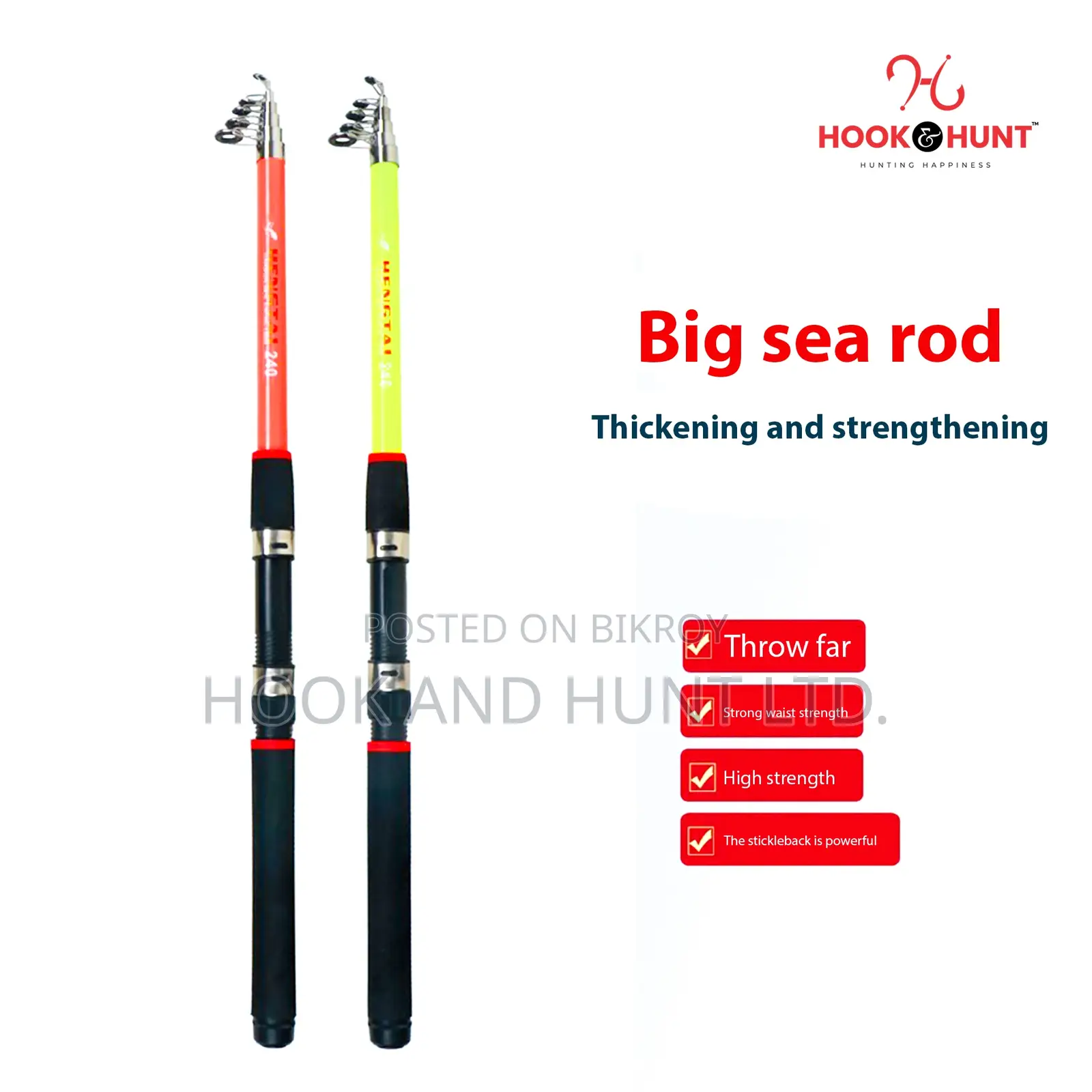 240 cm Fiberglass Sea Fishing Rod Super Hard Long Cast