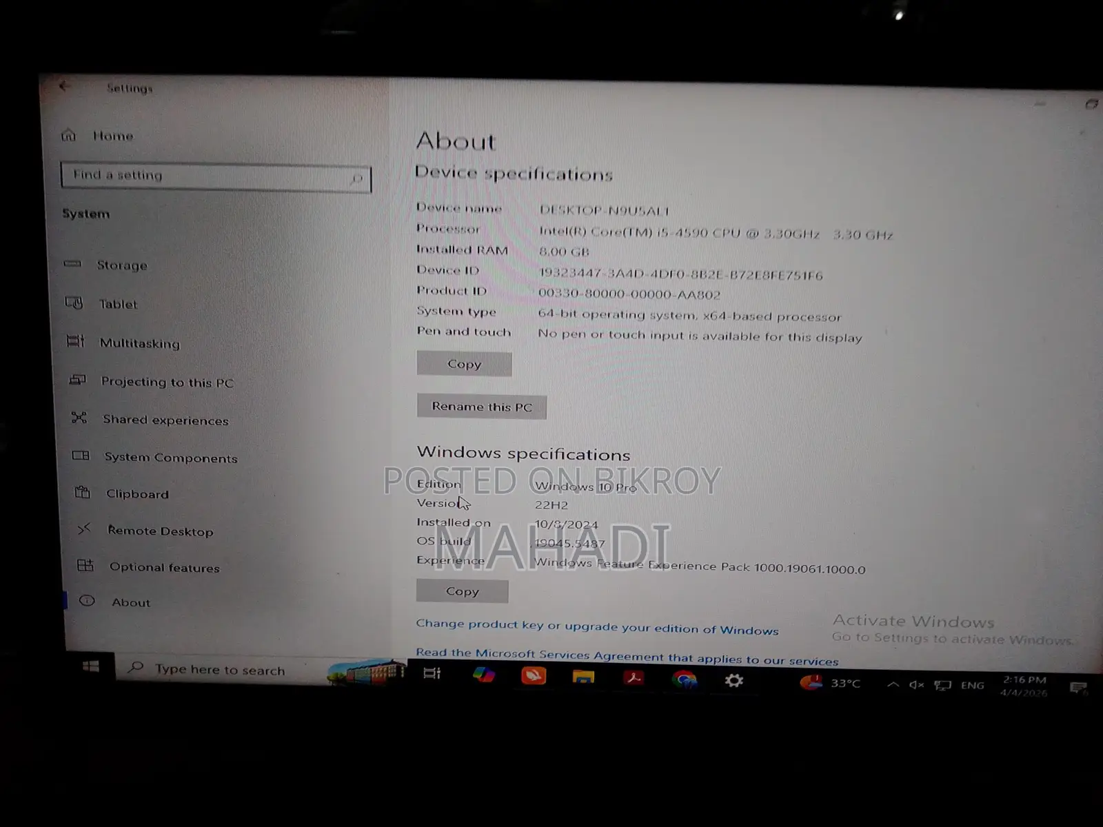 Core I5 -4th Gen Desktop PC + 8 GB Ram [ SSD HDD]+ Best Condition