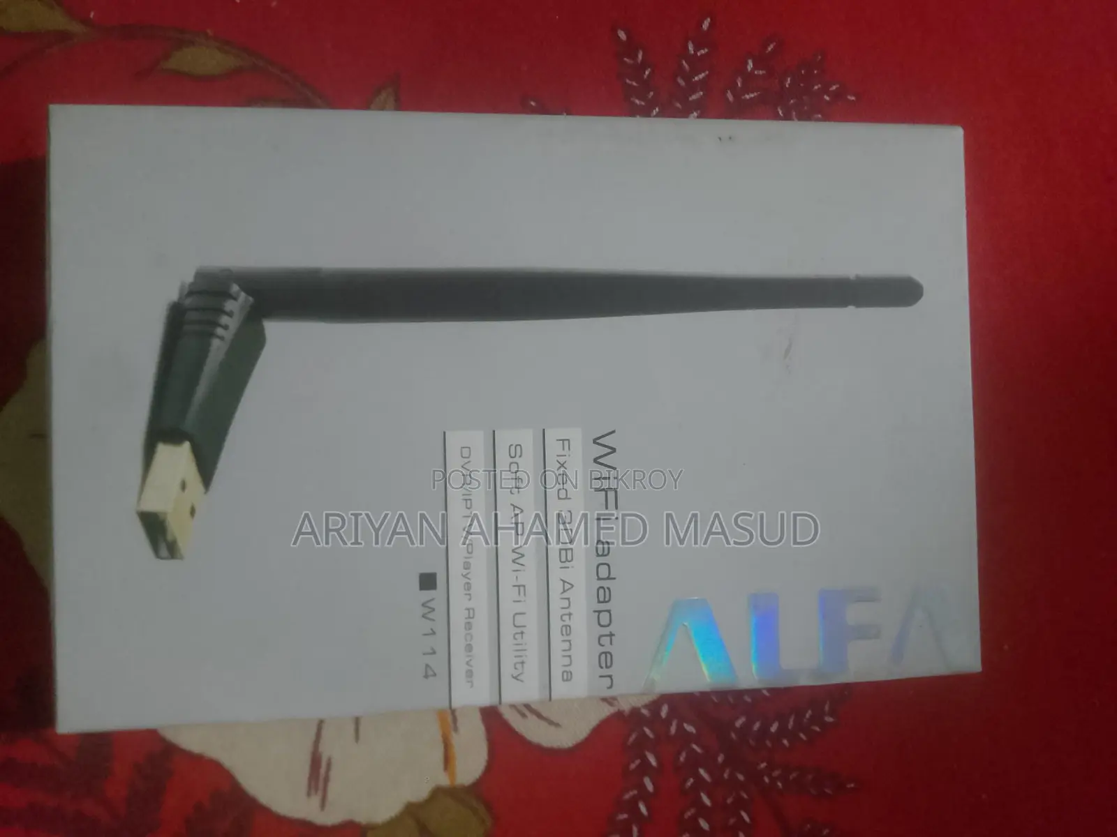 ওয়‍্যারলেস usb অ্যাডাপ্টার alfa w114-ফিক্সড 3dbi অ্যান্টেনা-সফট ap wi-fi