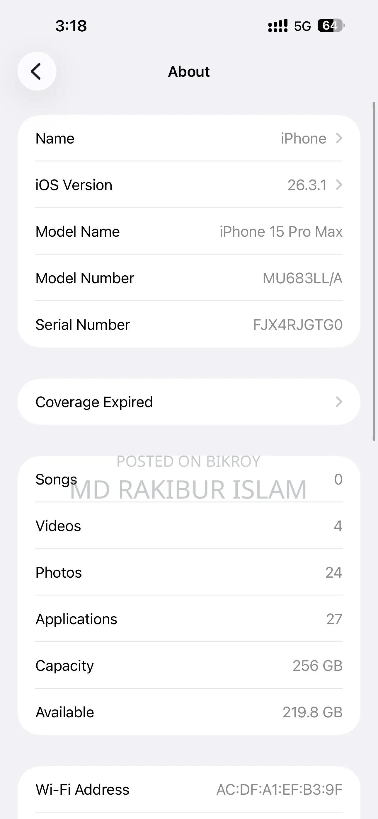 Apple iPhone 15 Pro Max (Used)