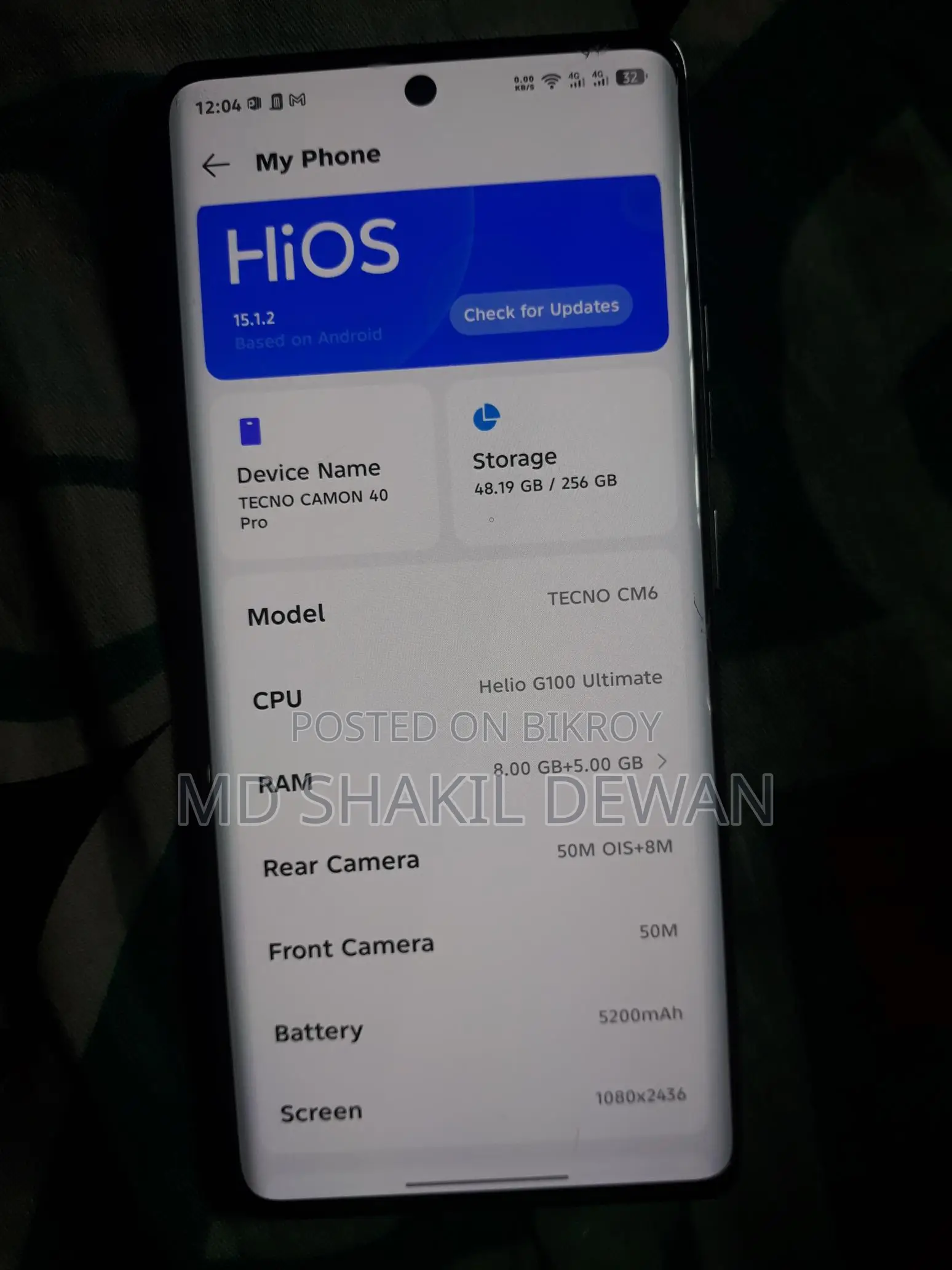 Tecno Camon 40 Pro (Used)