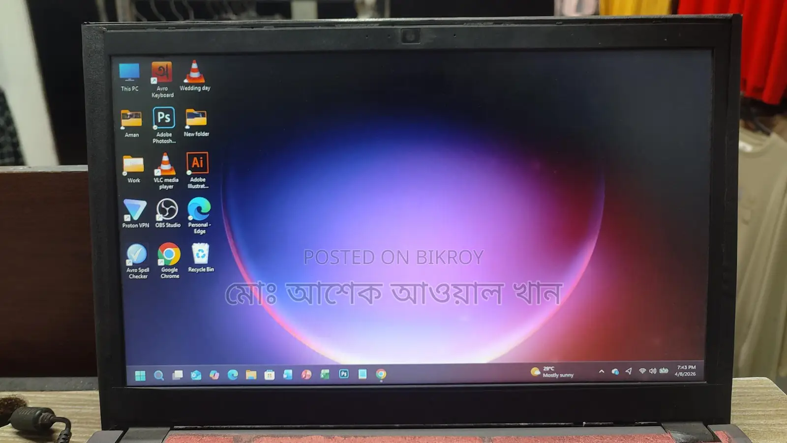 i5 8th Gen 264GB SSD ল্যাপটপ বিক্রয় হবে
