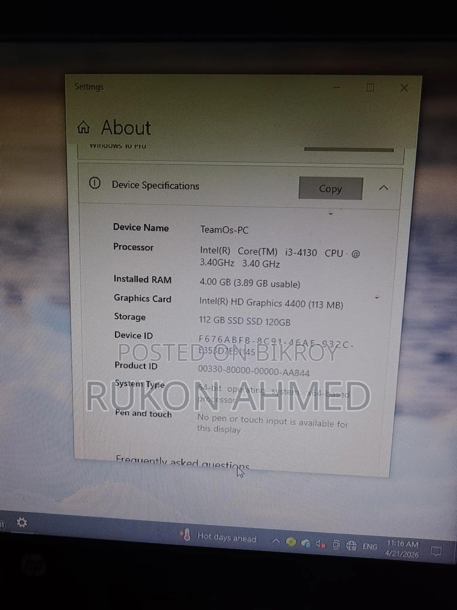 Gigabyte 85, 4GB RAM, i3, 120GB SSD