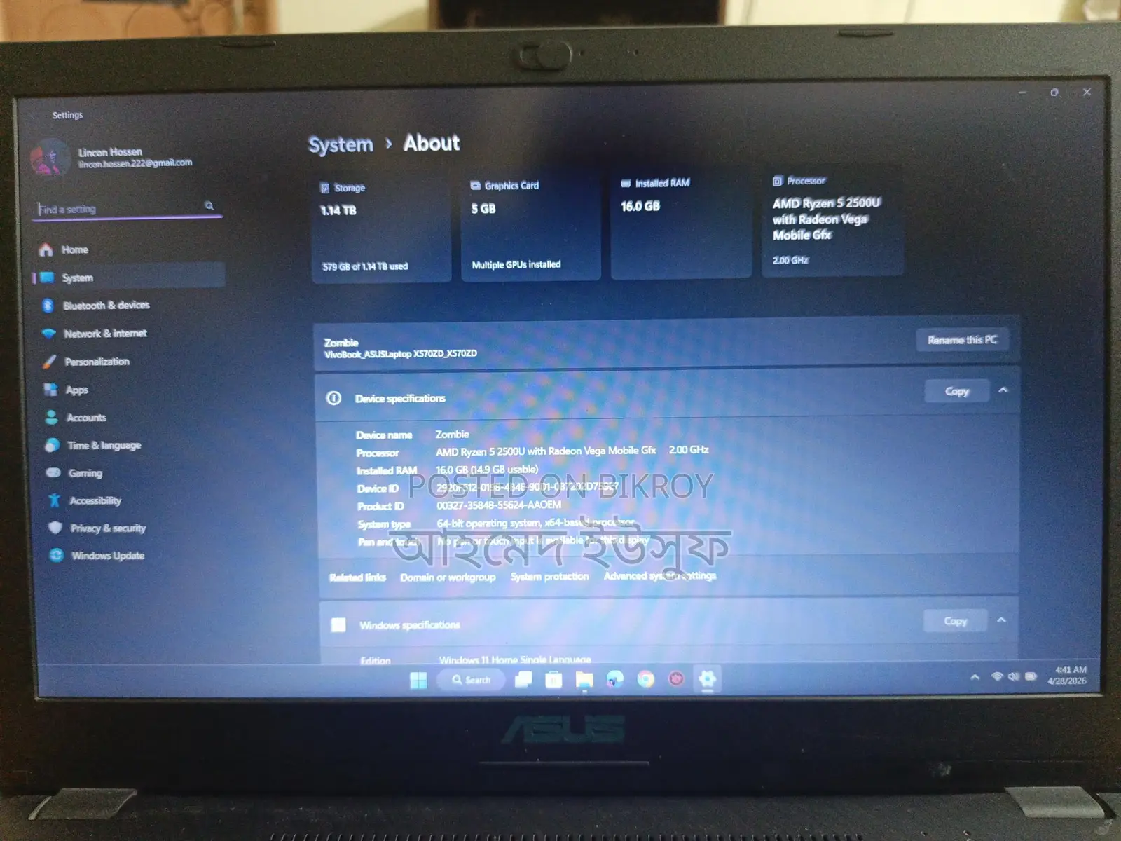 Asus X570z Notebook