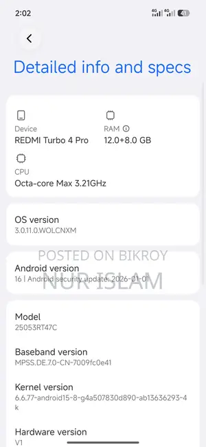 Xiaomi Redmi Turbo 4 pro আসল (Used)