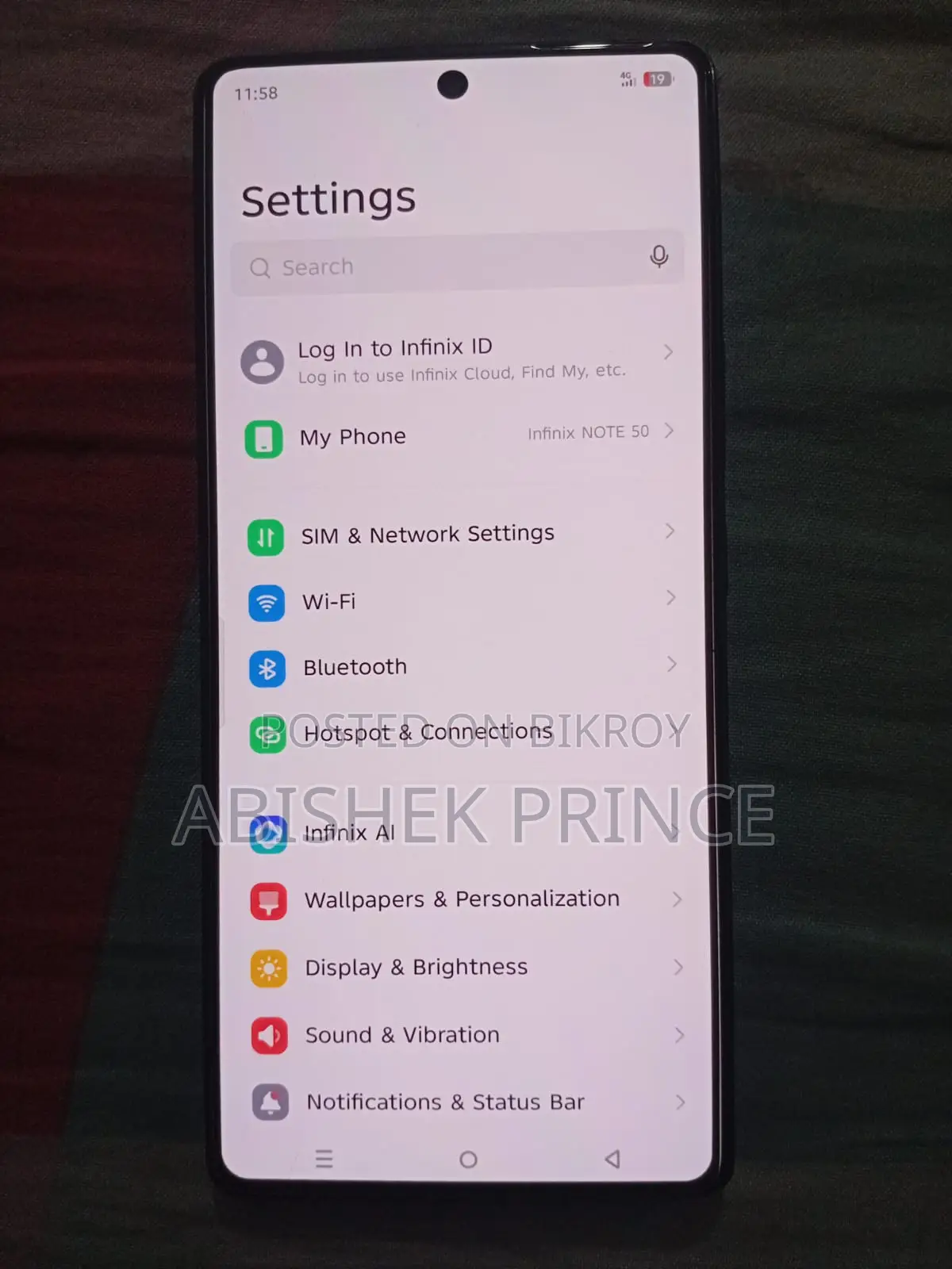 Infinix Note 50 . (Used)