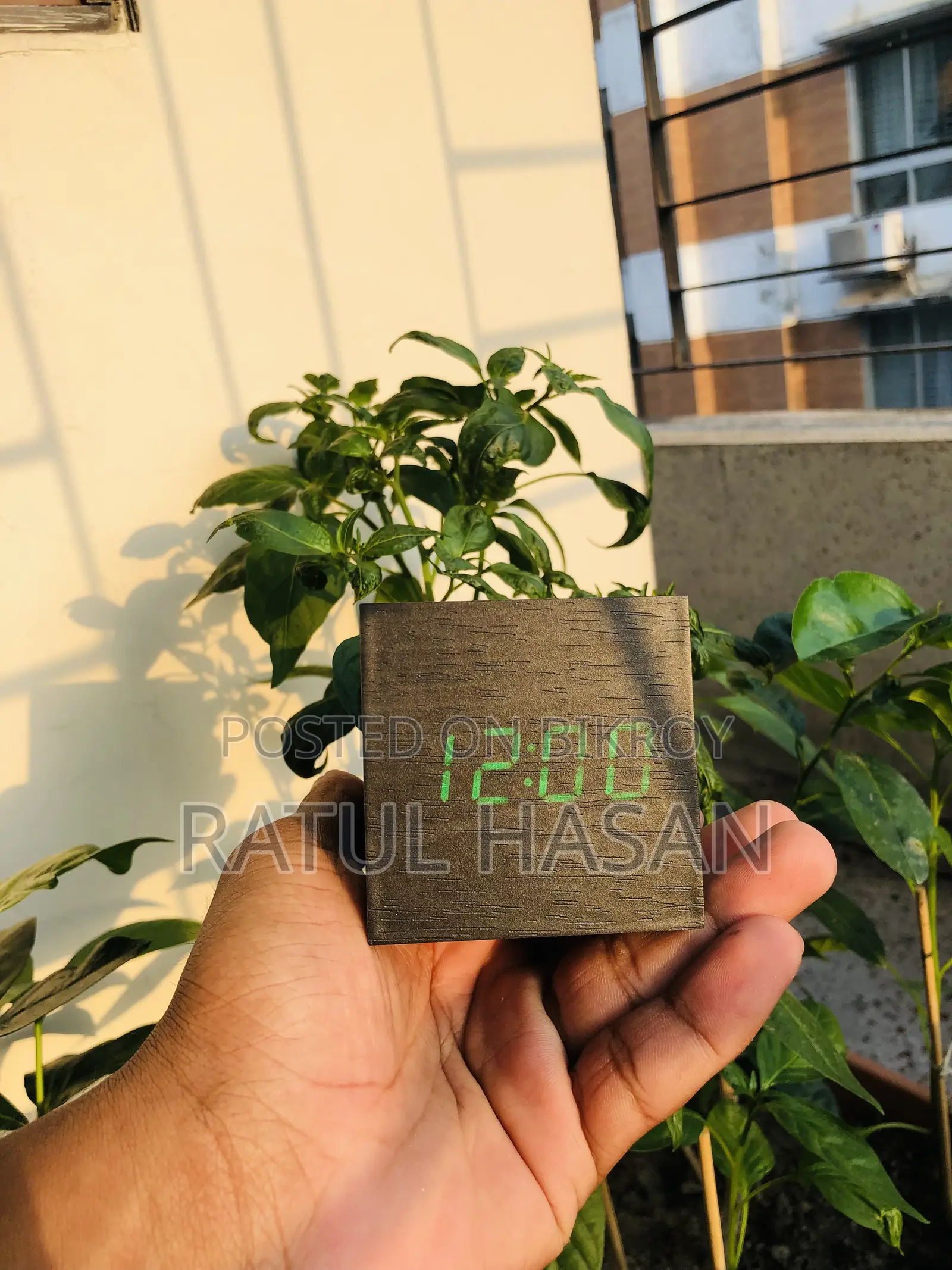 Wooden Cube LED Digital Alarm Clock