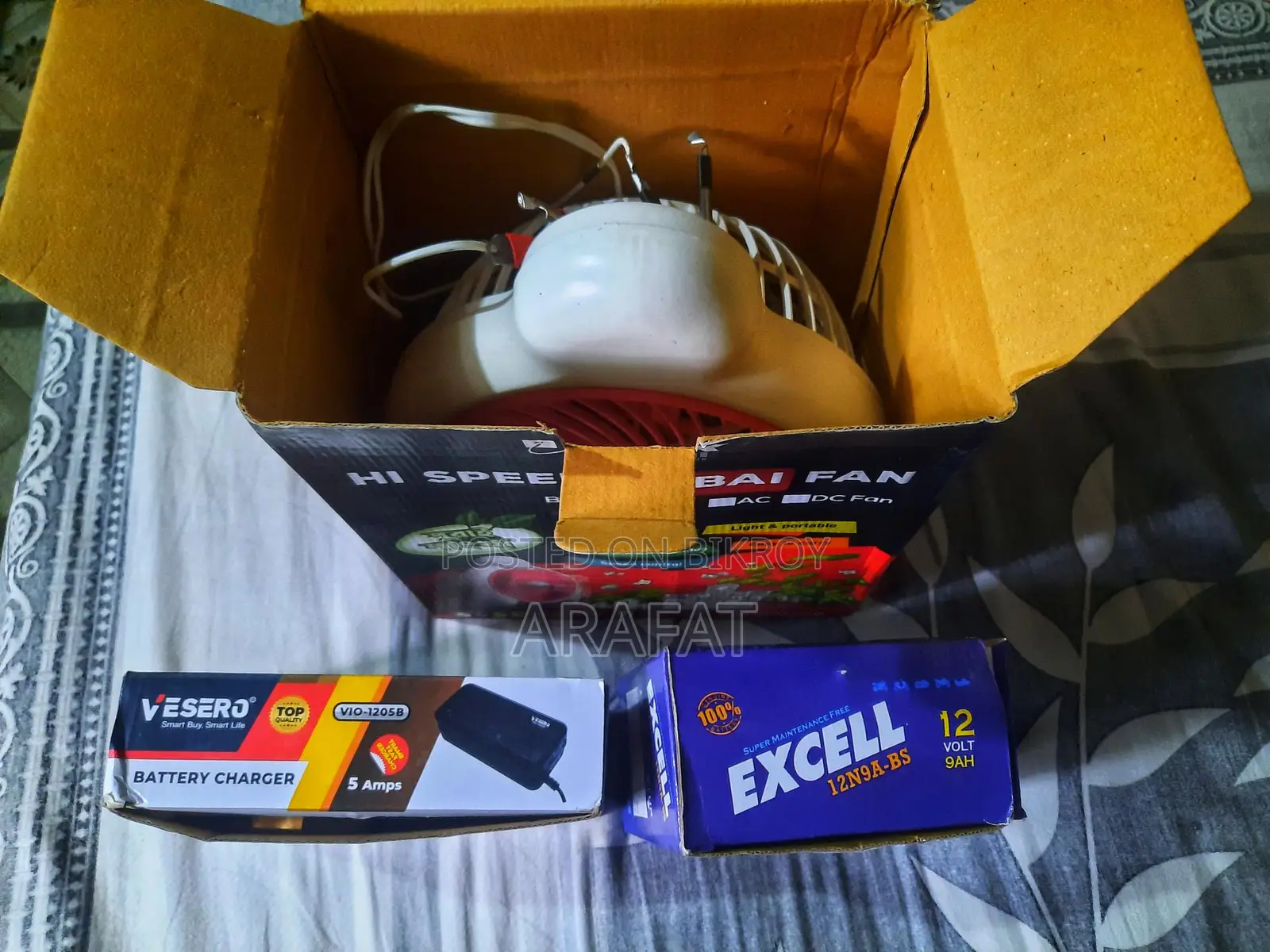 Fan, Battery, and Charger