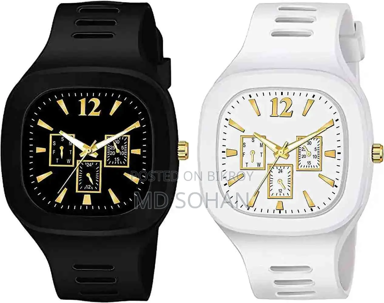 My Choice Watch Rubber Analog for Men 2 Pcs