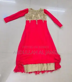 Elegant Red & Golden Three-Piece Dress