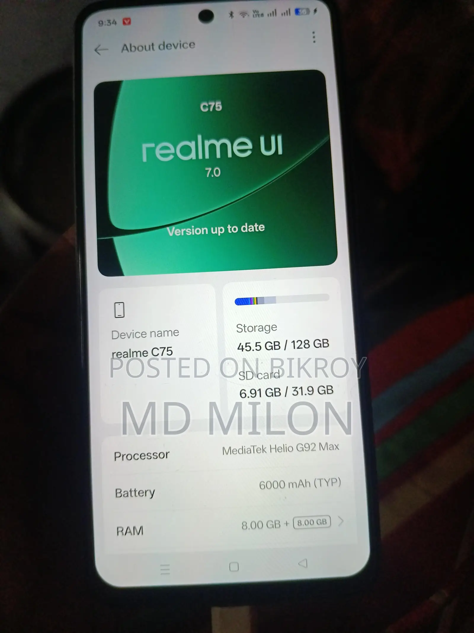 Realme C75 8+8=128 (Used)