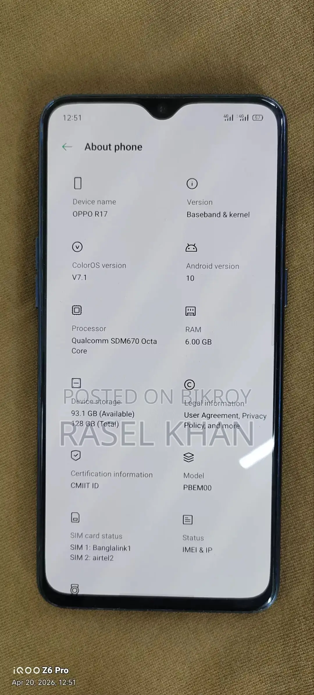 OPPO R17 6/128GB (Used)