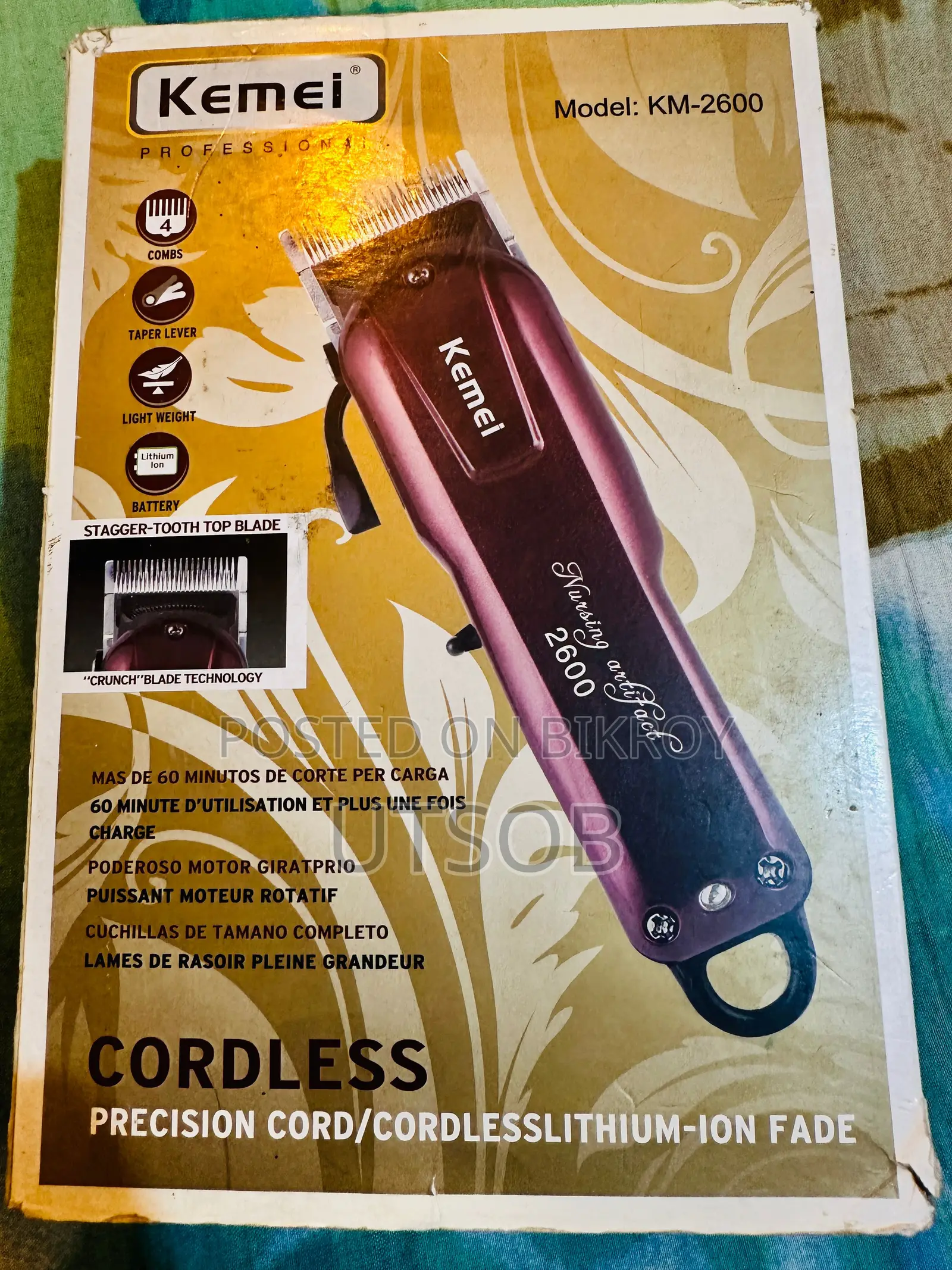 Kemei Professional Cordless Hair Clipper Trimmer