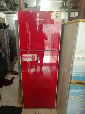 18 cubic feet red glass door refrigerator for sale, running and all original.