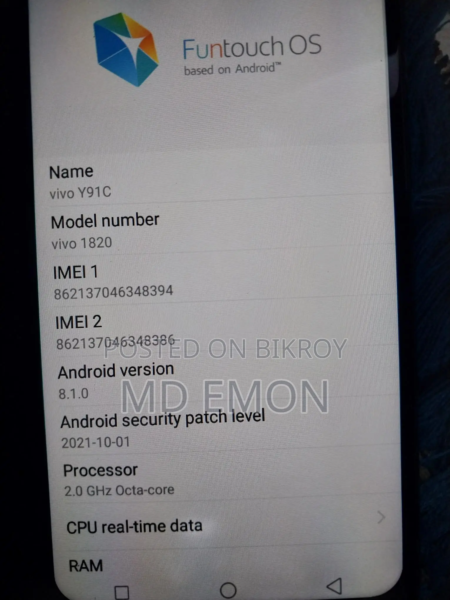 Vivo Y91c 2/32 (Used)