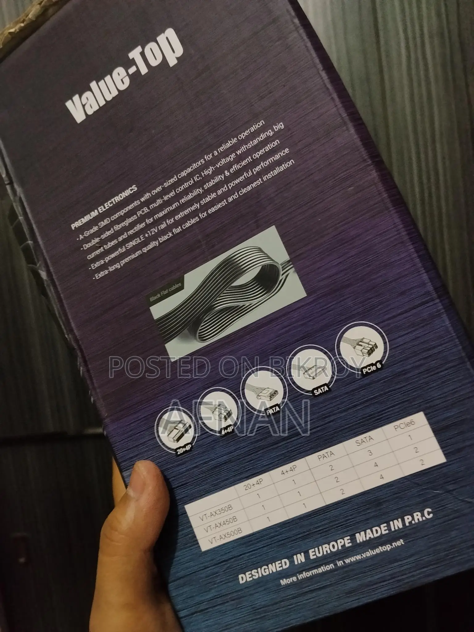 Brand New Value Top VT-AX450B 450W 80+ Efficiency Power Supply
