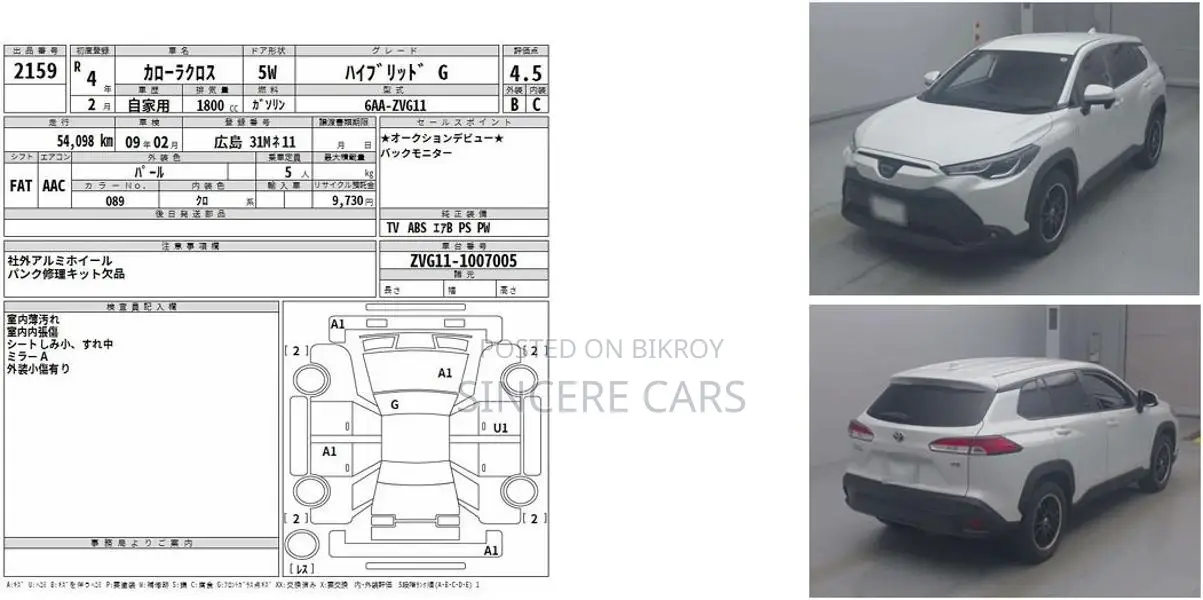 Toyota Corolla Cross G. 4.5 Grade 2022