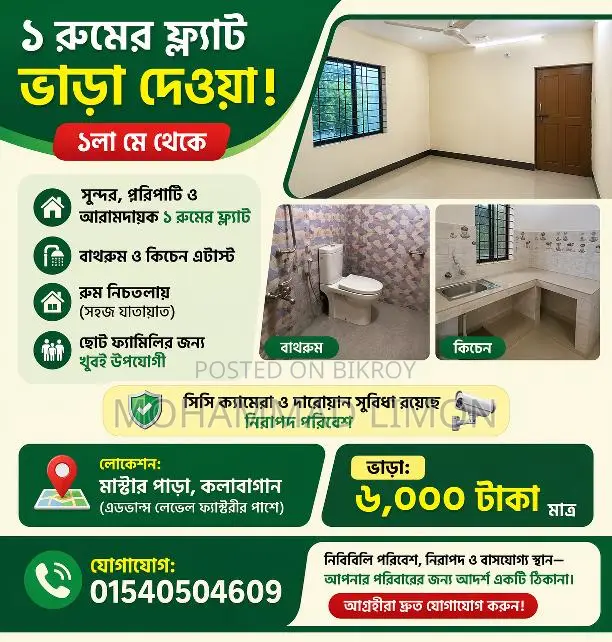 1-room flat for rent (from May 1st)