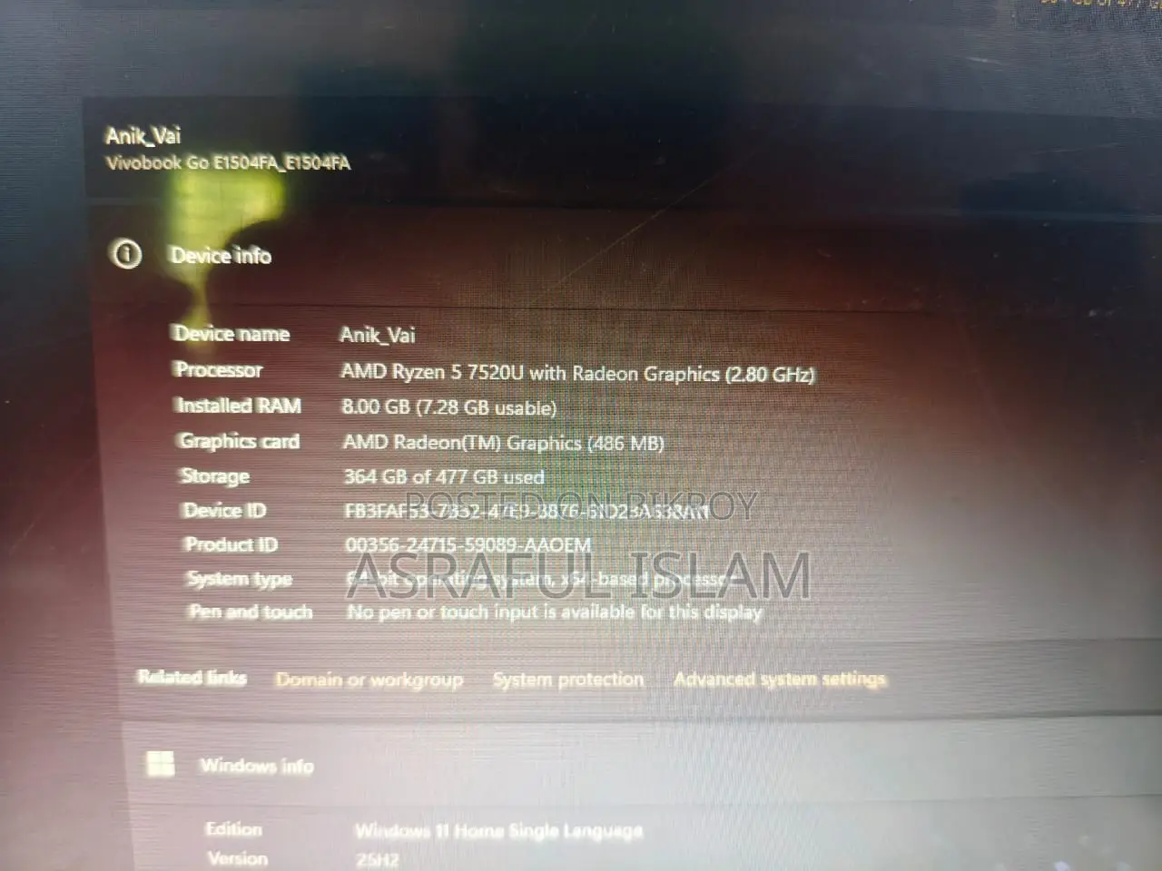Asus VivoBook Go 15 E1504FA Ryzen 5 7520U 15.6" FHD Laptop