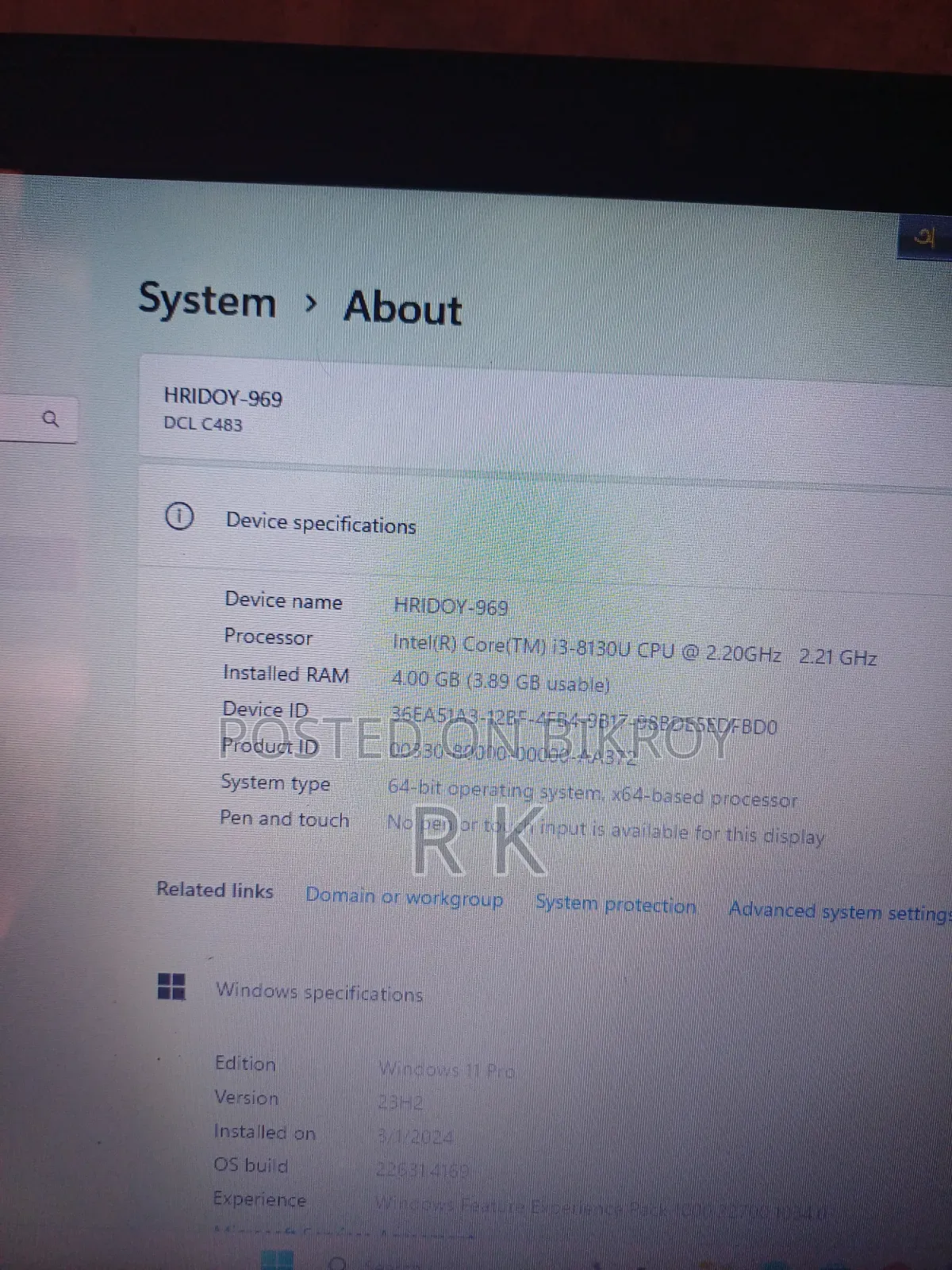 Laptop 4GB Intel Core I3 HDD 1T