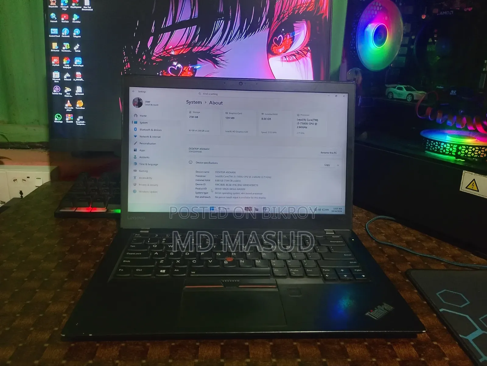 Laptop Lenovo ThinkPad T470s 8GB Intel Core I5 SSD 256GB