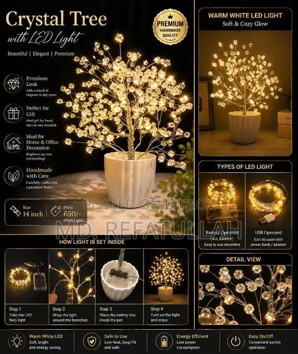 Handmade Elegant Crystal Tree Decor