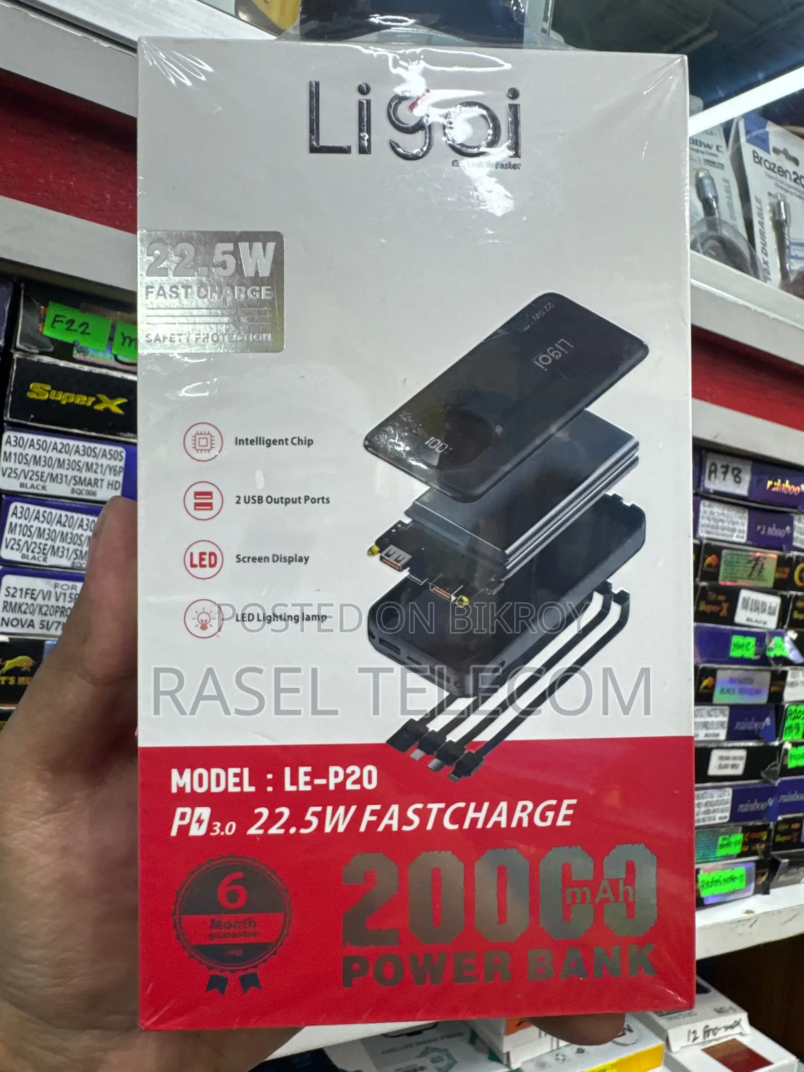 Ligoi 20000mAh 22.5W PD Fast Charging Power Bank - 6 Month Guarantee