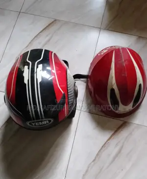 Two helmets for sale.