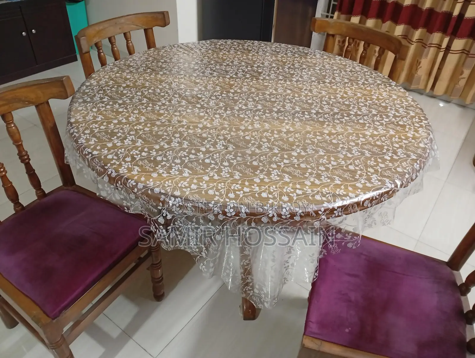 Wooden Dining Table with 6 Chairs