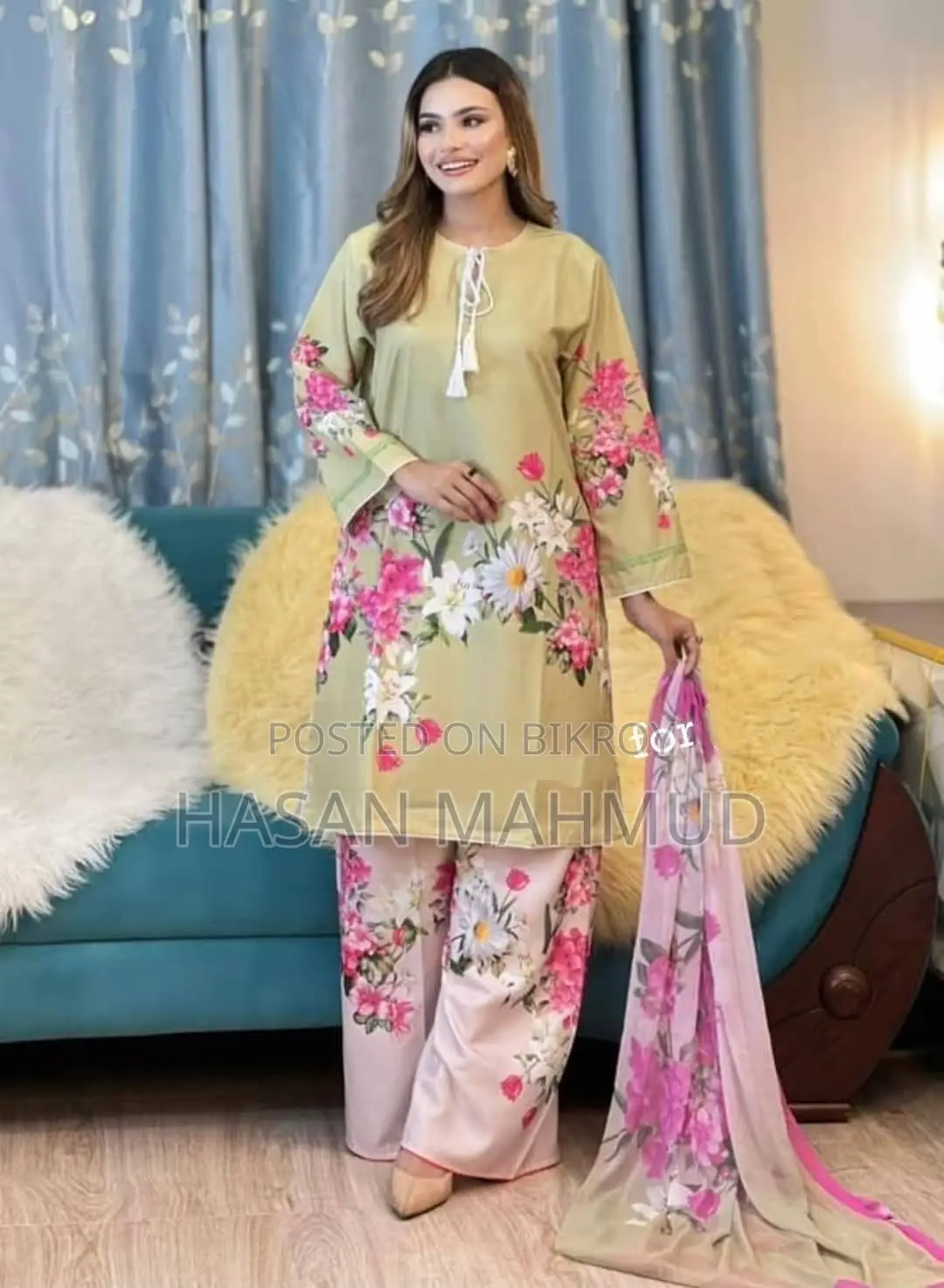 Pakistani Screen Print Three-Piece