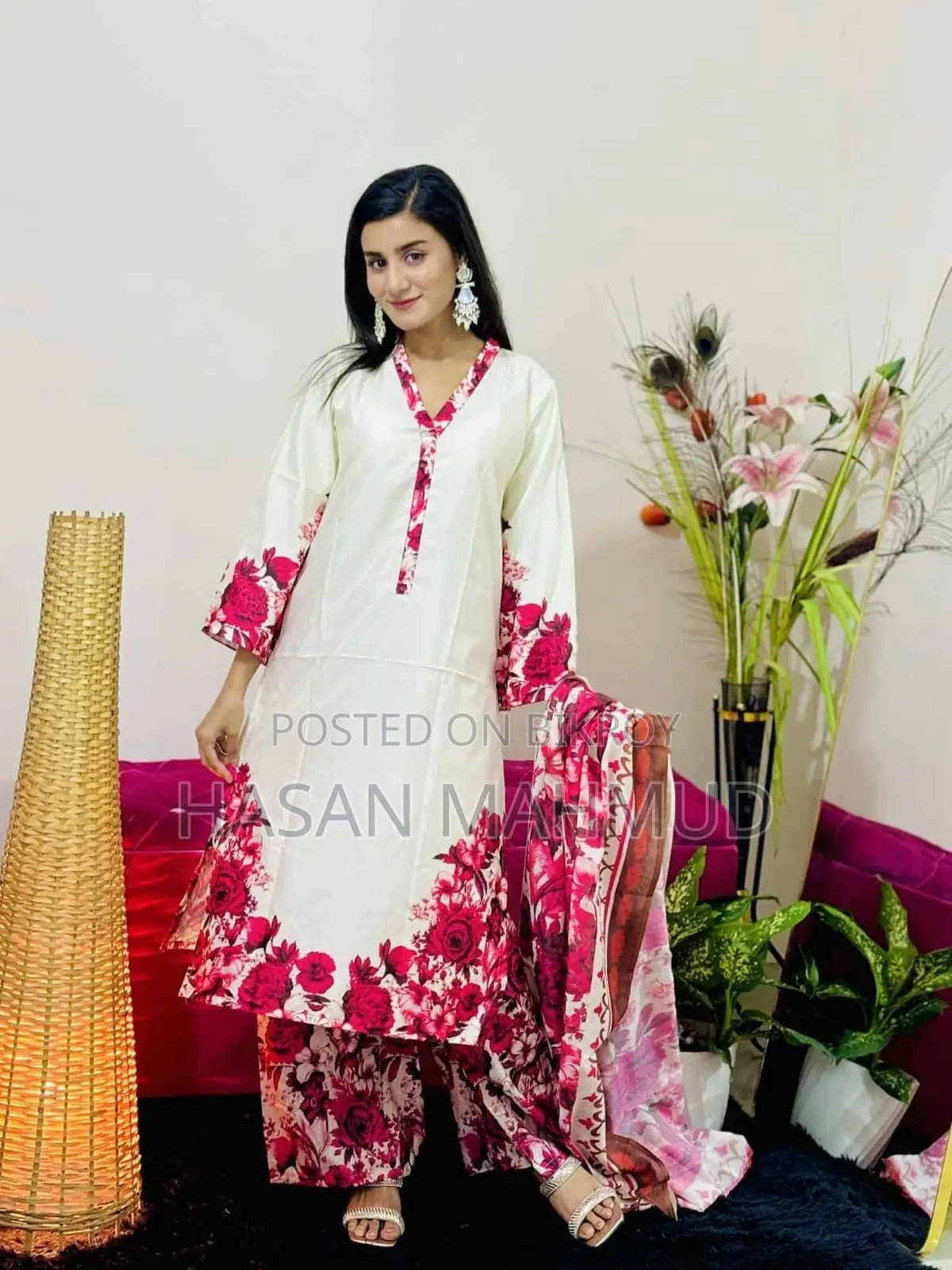 Pakistani Screen Print Three-Piece