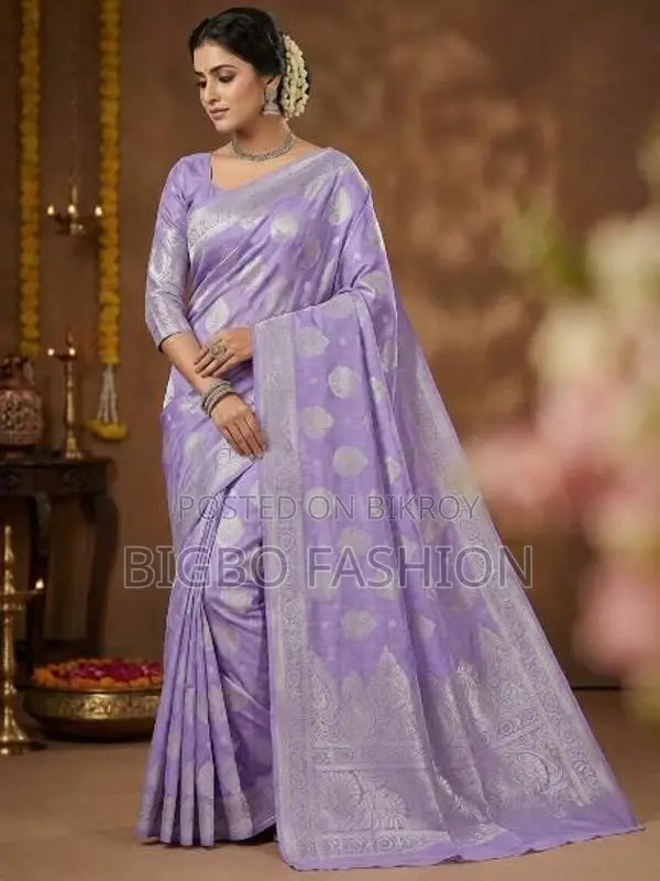 🌸 Exclusive Lavender Pure Katan Silk Banarasi Saree