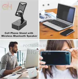 3-in-1 Rotating Foldable Cell Phone Stand with Bluetooth Speaker