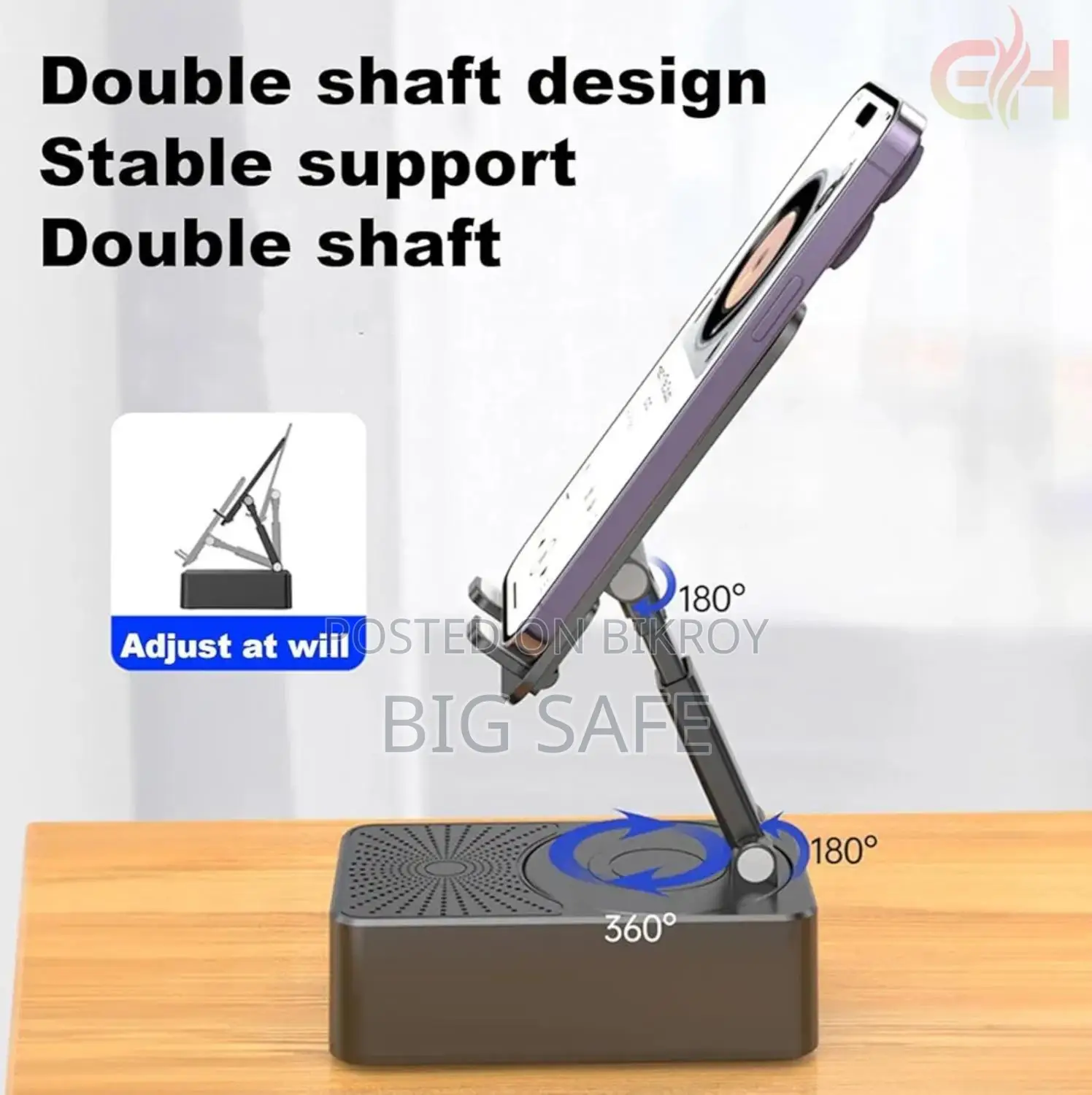 3-in-1 Rotating Foldable Cell Phone Stand with Bluetooth Speaker