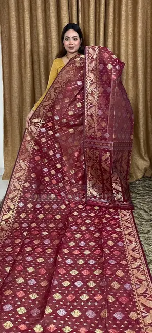 Indian Zari Jamdani Saree with Blouse Piece