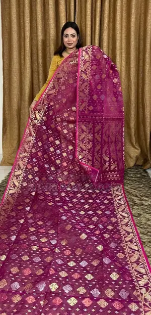 Indian Zari Jamdani Saree with Blouse Piece