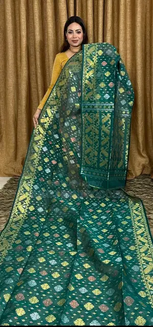 Indian Zari Jamdani Saree with Blouse Piece